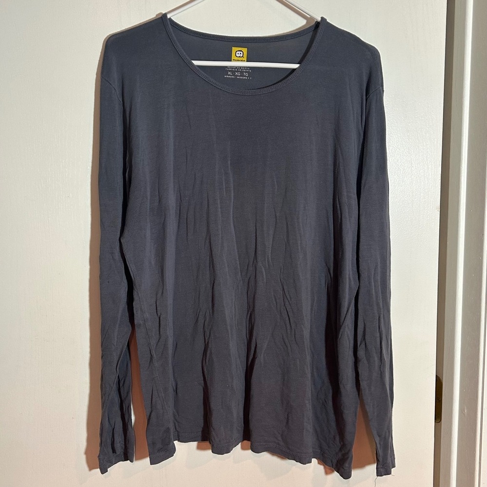 WonderWink Womens XL Gray Long Sleeve Scrub Layering Tee Modern Fit